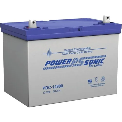 Power Sonic PDC-12800 PDC Series 12V, 80Ah Deep Cycle Rechargeable SLA Battery, Terminals