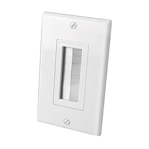 Vanco 120817X Decor Style Brush Bulk Cable Wall Plates, Single Gang, White