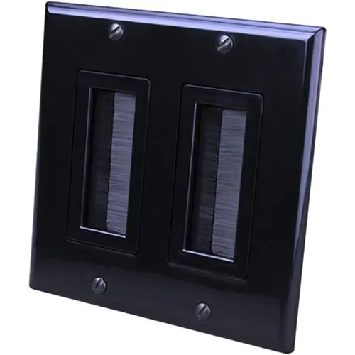 Vanco 120828X Dual Decor Style Brush Bulk Cable Wall Plates, Black