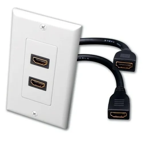 Evolution 120932 Dual HDMI Pigtail Decor Wall Plate, White