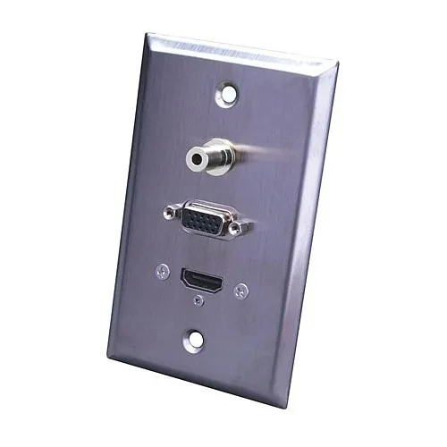 Vanco 120953X Stainless-Steel HDMI, S-VGA and 3.5mm Input Wall Plate