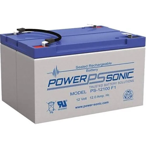 Power Sonic PS-12100 PS Series 12V, 12Ah General Purpose Rechargeable SLA Battery, F1 Terminals