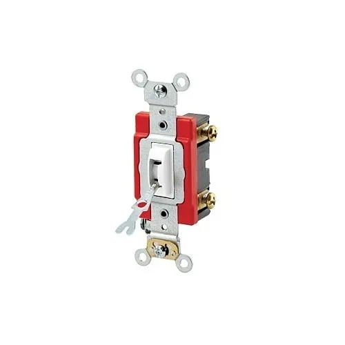 Leviton 1221-2WL Locking Toggle Switch, 20A, 120/277V, White
