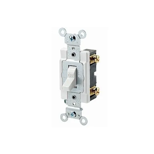 Leviton 1221-SW Heavy Duty Single-Pole Toggle Switch, 20A, 120/277V, White