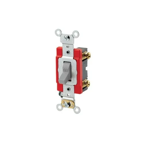 Leviton 1222-2GY Toggle Double-Pole AC Quiet Switch, 20A 120/277V, Gray