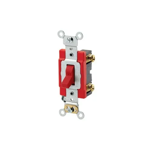 Leviton 1222-2R Toggle Double-Pole AC Quiet Switch, 20A 120/277V, Red