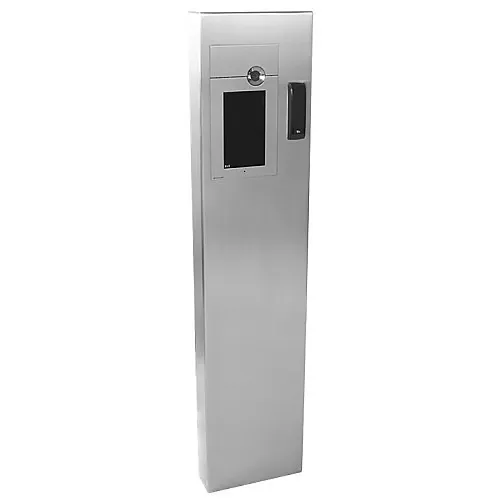 Pedestal Pro 124TOW-PDK-001-304 Intercom Housing, 54" Stainless Steel Bollard, Architectural Tower Design with 12" Face