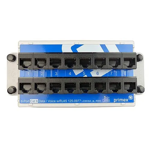 Primex 125-0977 8-Port CAT6 Data, Voice Module with RJ45