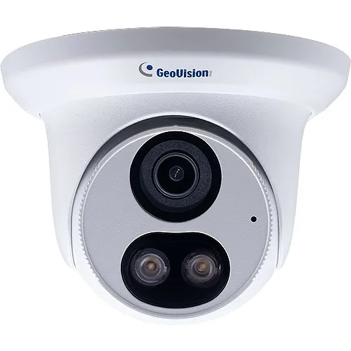 GeoVision GV-EBFC5800 AI 5MP H.265 Super Low Lux WDR Pro Full-Color Turret IP Camera, 2.8mm Lens, White