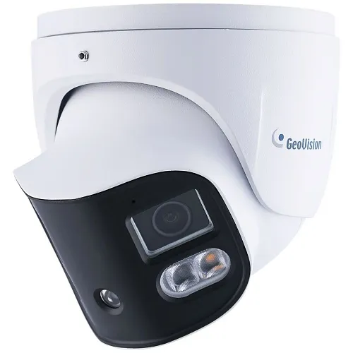 GeoVision 125-GEP8900-0010 8MP Dual-Lens Panoramic H.265 Super Low Lux WDR Full Color Warm LED IR Eyeball Dome IP Camera, 2.8mm Lens, IP67