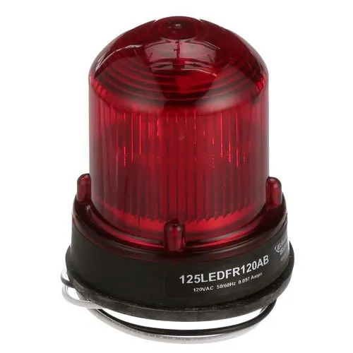 Edwards Signaling 125 Class Standard Flashing LED Beacon for NEMA 4X Applications, 120V AC, 0.097A, Black Base, Red