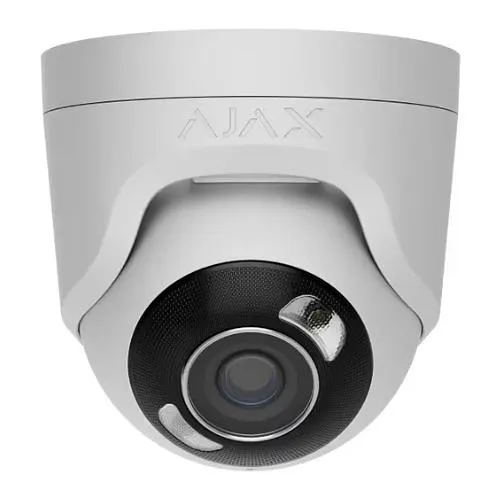 AJAX 126261.197.WH1 5MP IP TurretCam HL, 2.8mm Fixed Lens, 110° Viewing Angle, Hybrid Illumination, TrueWDR, Microphone, PoE / 12V, Outdoor / Indoor, White