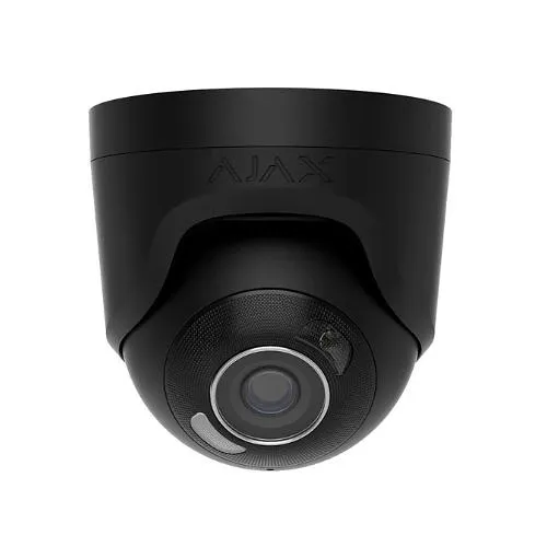AJAX 126266.197.BL1 TurretCam HL 8MP AI-Powered Security IP Camera with Microphone, 85° Viewing Angle, 4mm Lens, Hybrid Illumination, True WDR, PoE/12V, Wired, Black