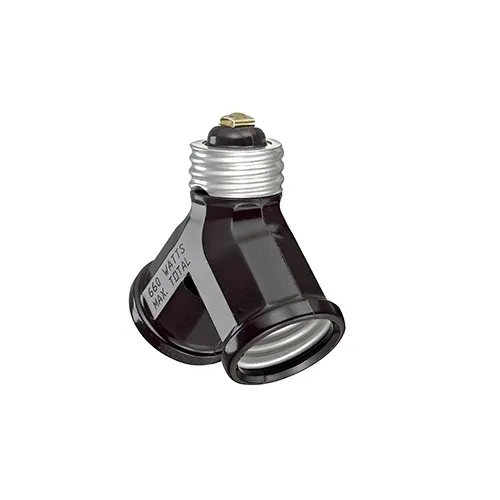 Leviton 128 Indoor Twin Light-Socket Adapter Converts Single Lampholder to Twin 660 W, Black