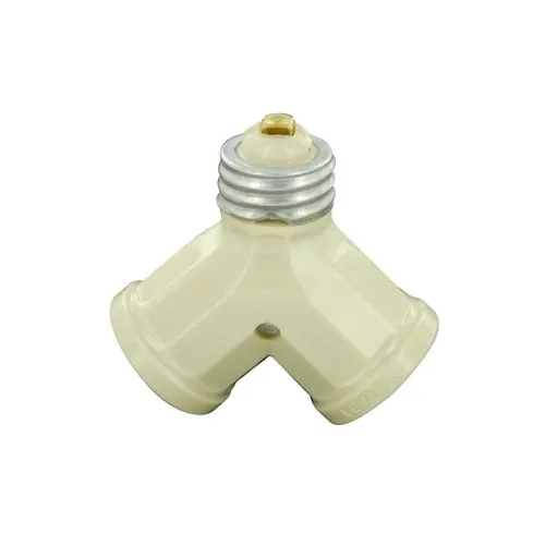 Leviton 128-I Indoor Twin Light-Socket Adapter Converts Single Lampholder to Twin 660 W, Ivory