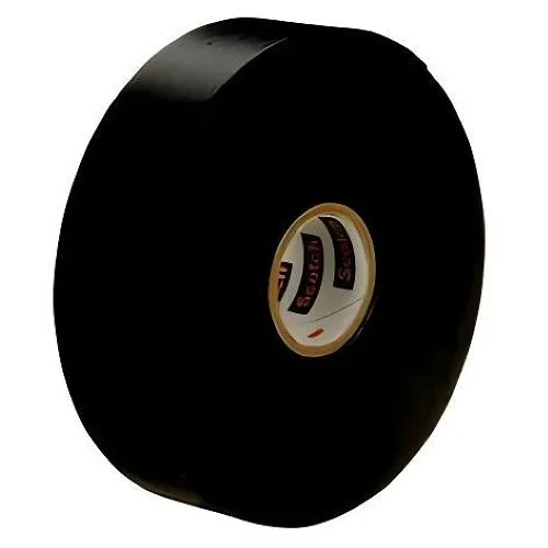 3M 130C-1IN-30 Scotch Linerless Rubber Splicing Tape, 1"x30', 1-Roll/Carton, 24-Rolls/Case, Black