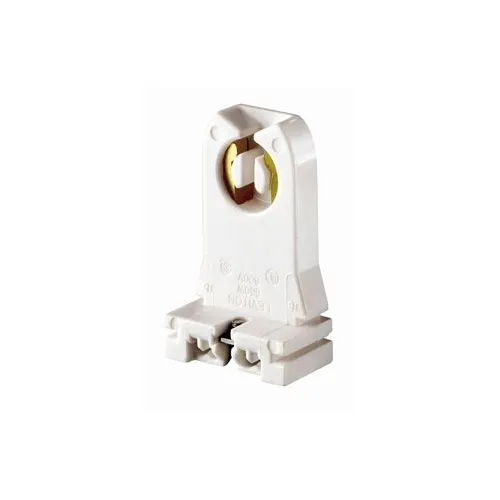 Leviton 13357-N Fluorescent Lampholder, Medium Base, Bi-Pin, Tall Profile, Slide-On, Turn-Type, Quick-Connect, White