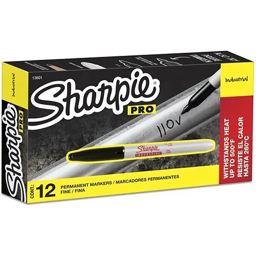 Sharpie 13601 Industrial Permanent Markers, Black, 12-Pack
