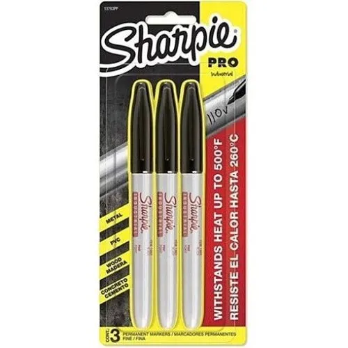 Sharpie 13763PP Industrial Permanent Markers, Fine Point, Black, 3-Pack