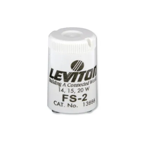 Leviton 13886 Fluorescent Starter, 15-20W, FS-2, Off White