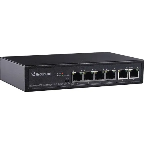 GeoVision GV-APOE0400 6-Port 10/100 Mbps Unmanaged PoE Switch with 4-Port PoE