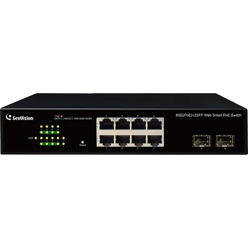GeoVision 140-APOE81C-001U 8-Port Gigabit 802.3at Easy Web Smart PoE Switch