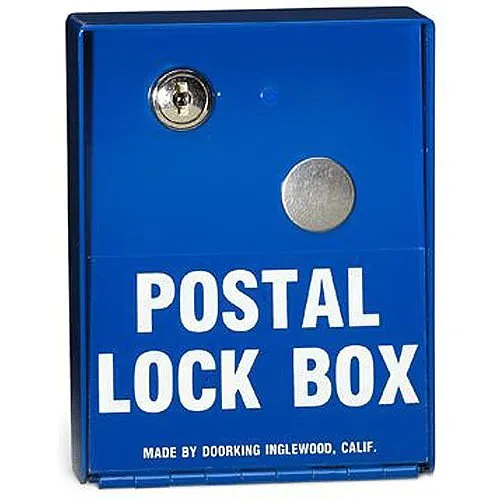 DoorKing 1402-080 Postal Lock Box with Built-In Micro-Switch for Gate Door Activation, 14-Gauge Steel, Blue