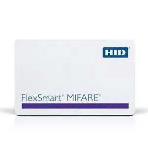 HID 1430NGGNV FlexSmart Series MIFARE PVC 1K Printable Smart Card, Non-Programmed, Glossy Front and Back, No Numbers, Vertical Slot, White