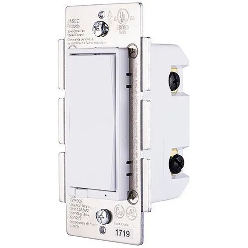 Jasco 14314 Z-Wave Plus In-Wall 3-Speed Fan Control 500S, White and Light Almond Paddles