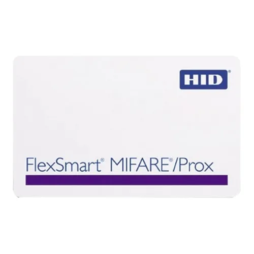 HID 1441LGGNNM FlexSmart Series MIFARE Classic and Prox Card 4K Standard PVC, Programmed 125 kHz with Prox, Sequential Matching Encoded and Printed Numbers, No Slot Punch, White