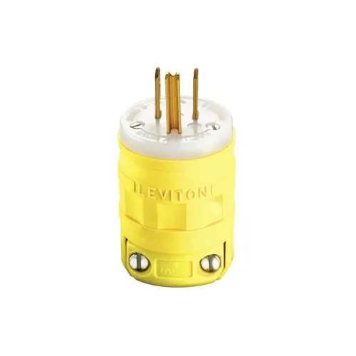 Leviton 1447 Dustguard Straight Blade Plug, 15A 125V, Yellow