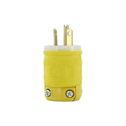 Leviton 1448 20A 250V Dustguard Straight Blade Plug NEMA 6-20P Industrial Grade, Yellow