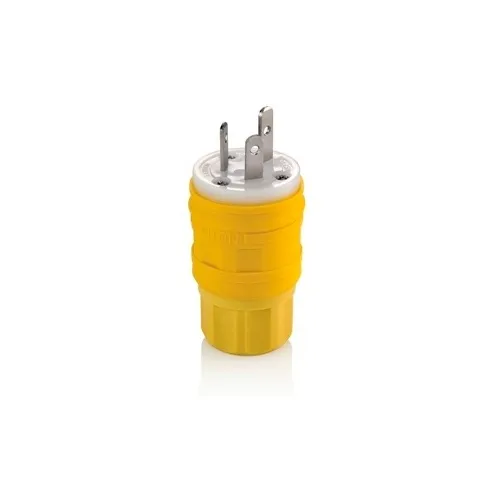 Leviton 14W07 Yellow WGUARD Non-Ground Plug, 15A, 12V