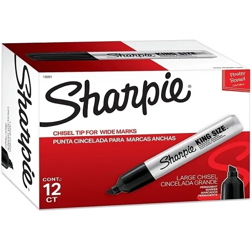 Sharpie 15001A King Size Permanent Marker, Broad Chisel Tip, Black, 12-Pack