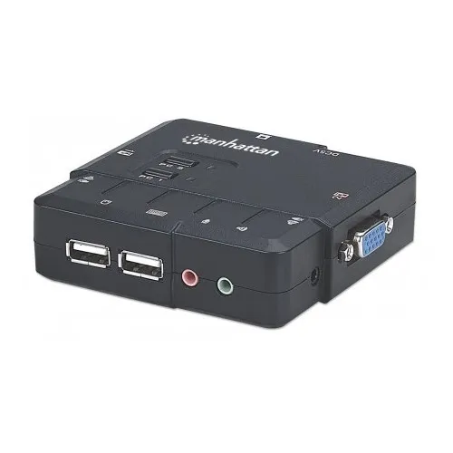 Manhattan 151252 2-Port Compact KVM Switch with Cables and Audio Support, USB