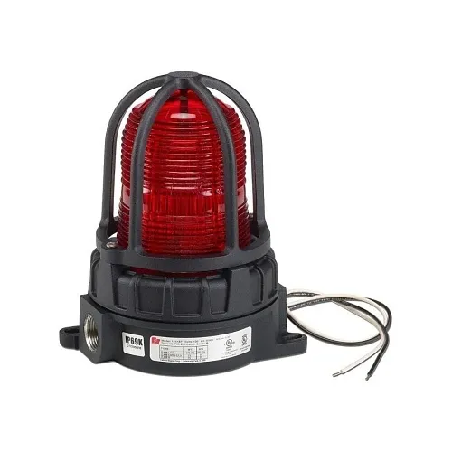 Federal Signal 151XST-120R Hazardous Location Strobe Light, 165 cd, 3/4" NPT Pipe, Red Lens, Black