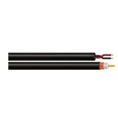 Remee R001535RCL3B RG59 Solid Composite Video Coaxial Cable with 18/2 Siamese Stranded BC, 500' (152.4m) Reel Box, Black