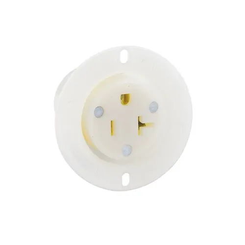 Leviton 15379-C Flanged Inlet Receptacle, Straight Blade, 125V at 15A