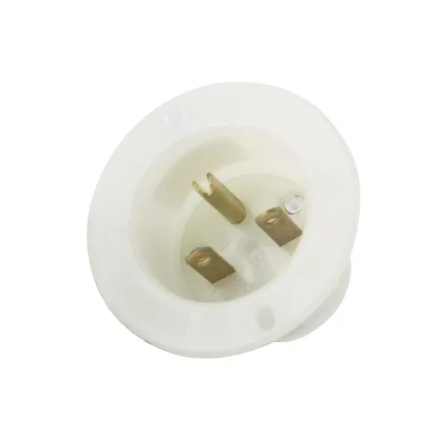 Leviton 15678-C Flanged Inlet Receptacle, Straight Blade, 15A 250V, White