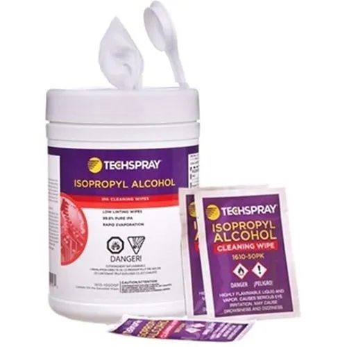 Techspray 1610-50PK Isopropyl Alcohol (IPA) Individually Wrapped Wipes 99+%, 50-Pack