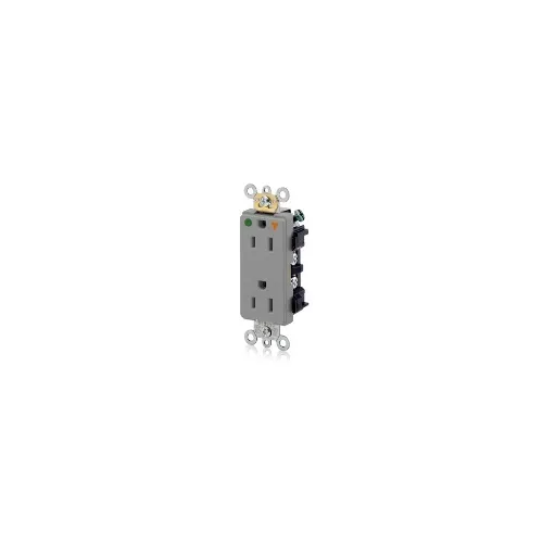 Leviton 16262-IGG Receptacle Decora Duplex Heavy Duty Industrial Grade, 15A 125V, Gray
