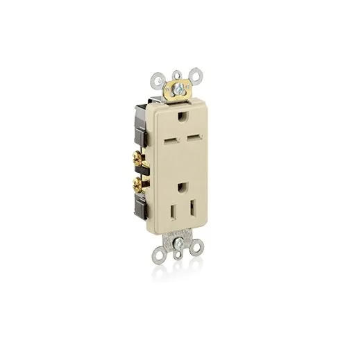 Leviton 16292-I Decora Plus Duplex Receptacle / Outlet, Commercial Grade, Self-Grounding, Dual Voltage, 15A, Ivory