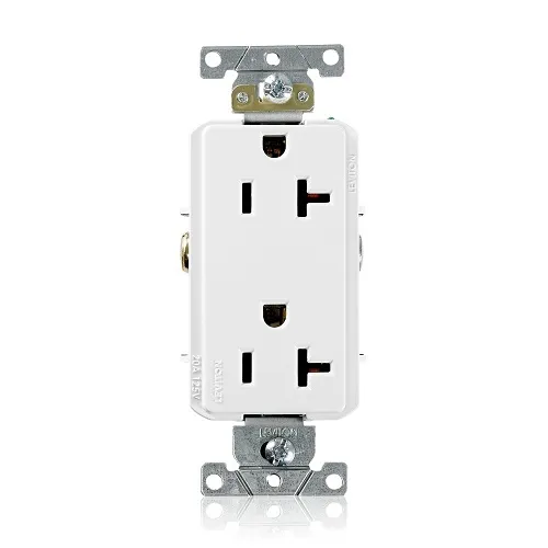Leviton 16342-W Duplex Receptacle Decora, 2-Pole 3-Wire, 5-20R, 20A, 125V, White