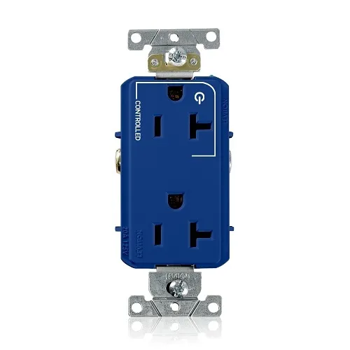 Leviton 16352-1PB Decora Plus Duplex Receptacle / Outlet, Industrial Grade, Self-Grounding, 20A 125V, Blue