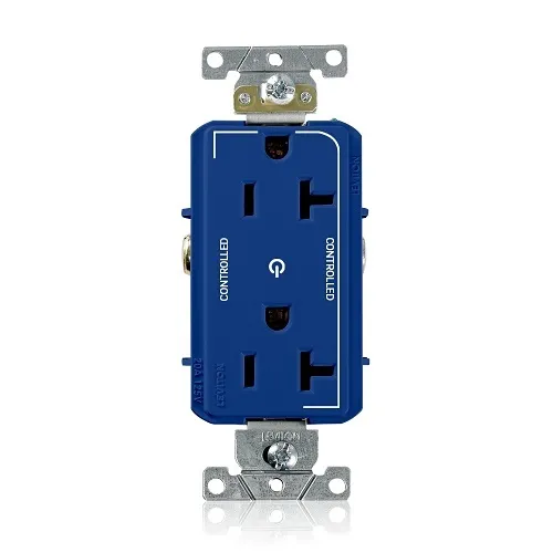 Leviton 16352-2PB Decora Receptacle Split with 2 Plug Control, 20A, 125V, Blue