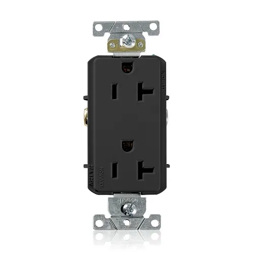 Leviton 16352-E Decora Plus Duplex Receptacle Outlet, 2-Pole, 3-Wire, Industrial Grade, 20A, 125V, NEMA 5-20R