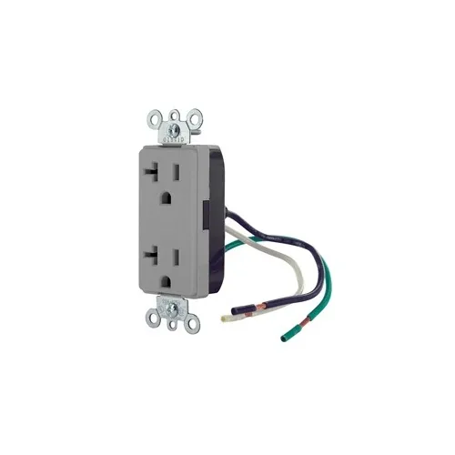 Leviton 16352-LGY Decora Plus Duplex Receptacle Outlet, 2-Pole, 3-Wire, Commercial Grade, 20A, 125V, NEMA 5-20R, Gray