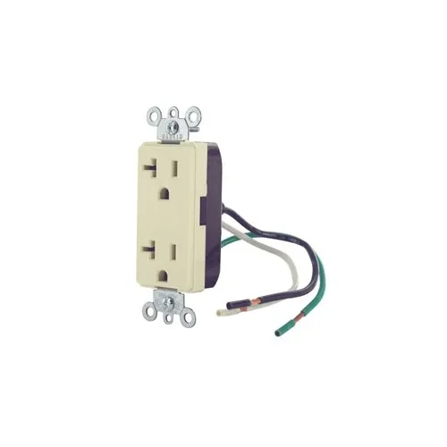 Leviton 16352-LI Decora Plus Duplex Receptacle Outlet, 2-Pole, 3-Wire, Commercial Grade, 20A, 125V, NEMA 5-20R, Ivory