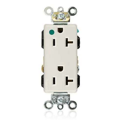 Leviton 16362-HGT Decora Plus Duplex Receptacle / Outlet, Hospital Grade, Self-Grounding, 20A, Light Almond