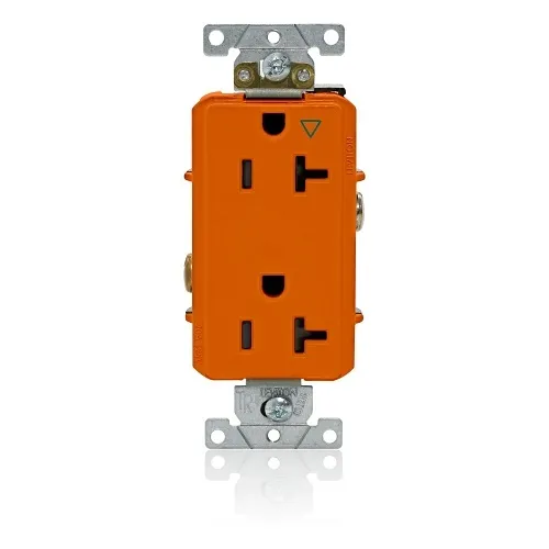 Leviton 16362-OIG Decora Plus Isolated Ground Duplex Receptacle Outlet, 20 Amp, Orange
